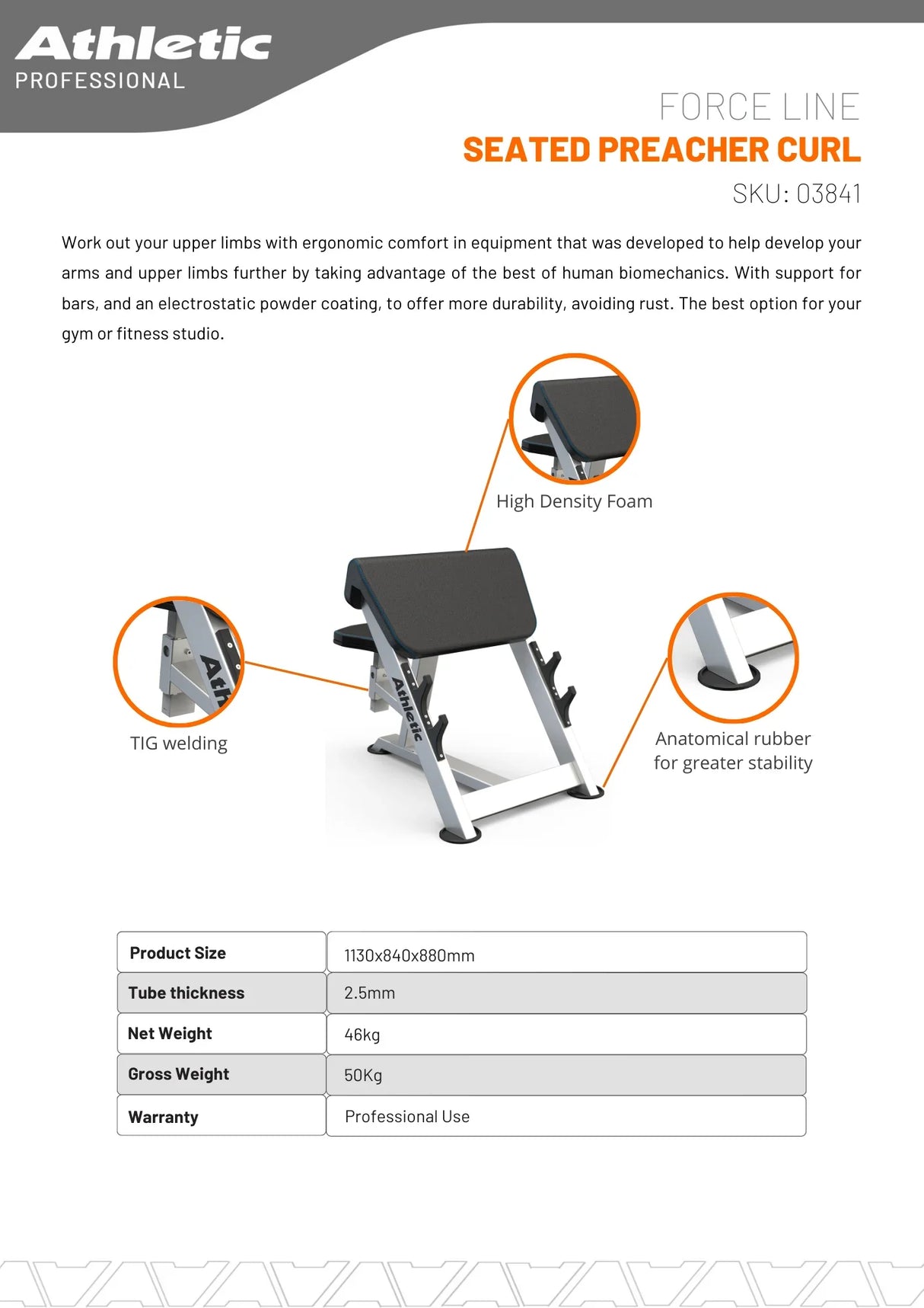 Seated Preacher Curl Bench - 03841 - Almac Sports