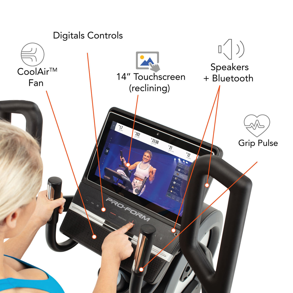 Cardio HIIT Trainer Display features